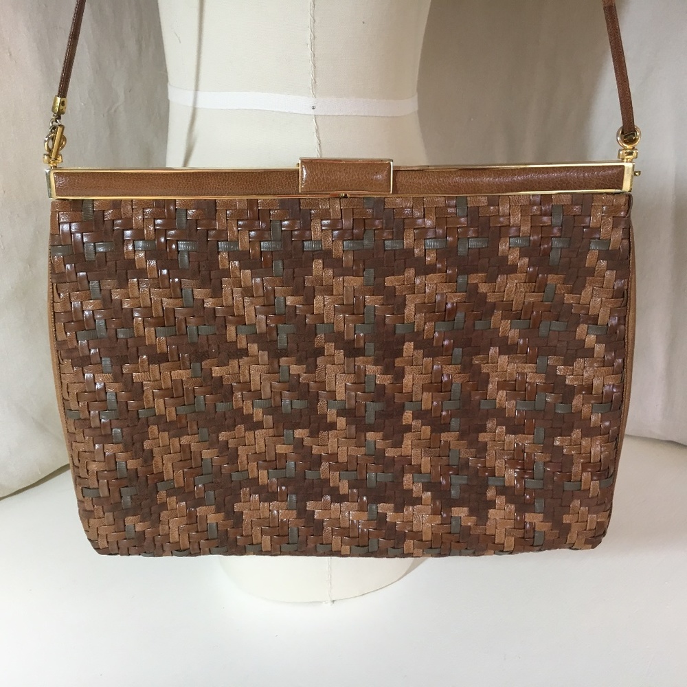 Judith Leiber Vintage Woven Leather Clutch